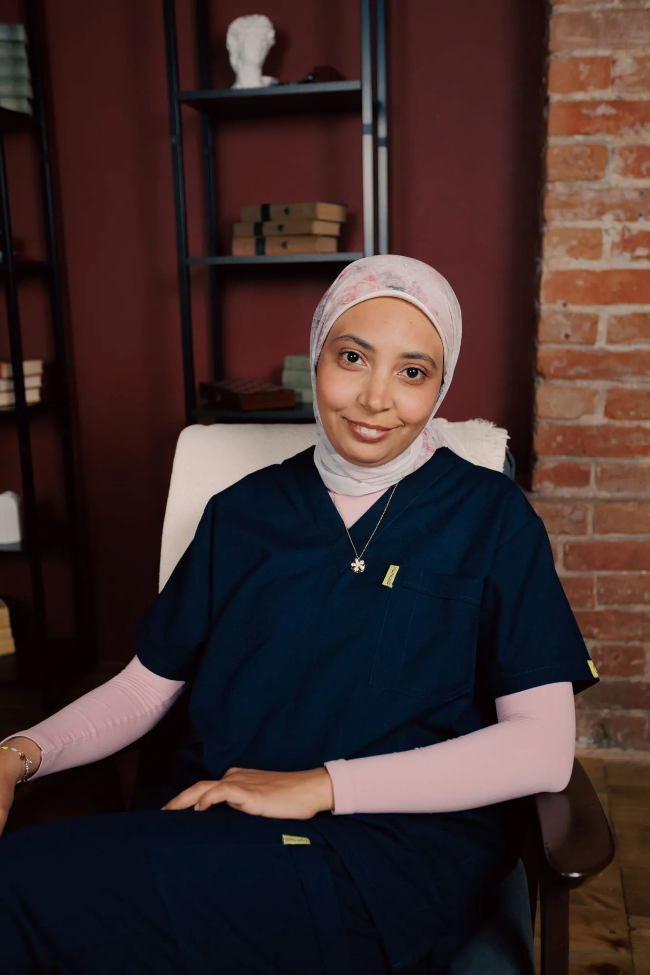 Portrait of a smiling female doctor in a hijab